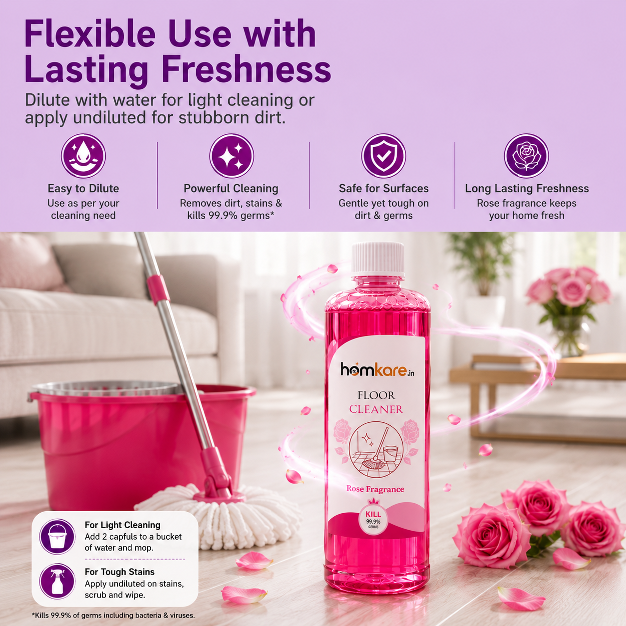 Floor Cleaner With Rose Fragrance - 500ML
