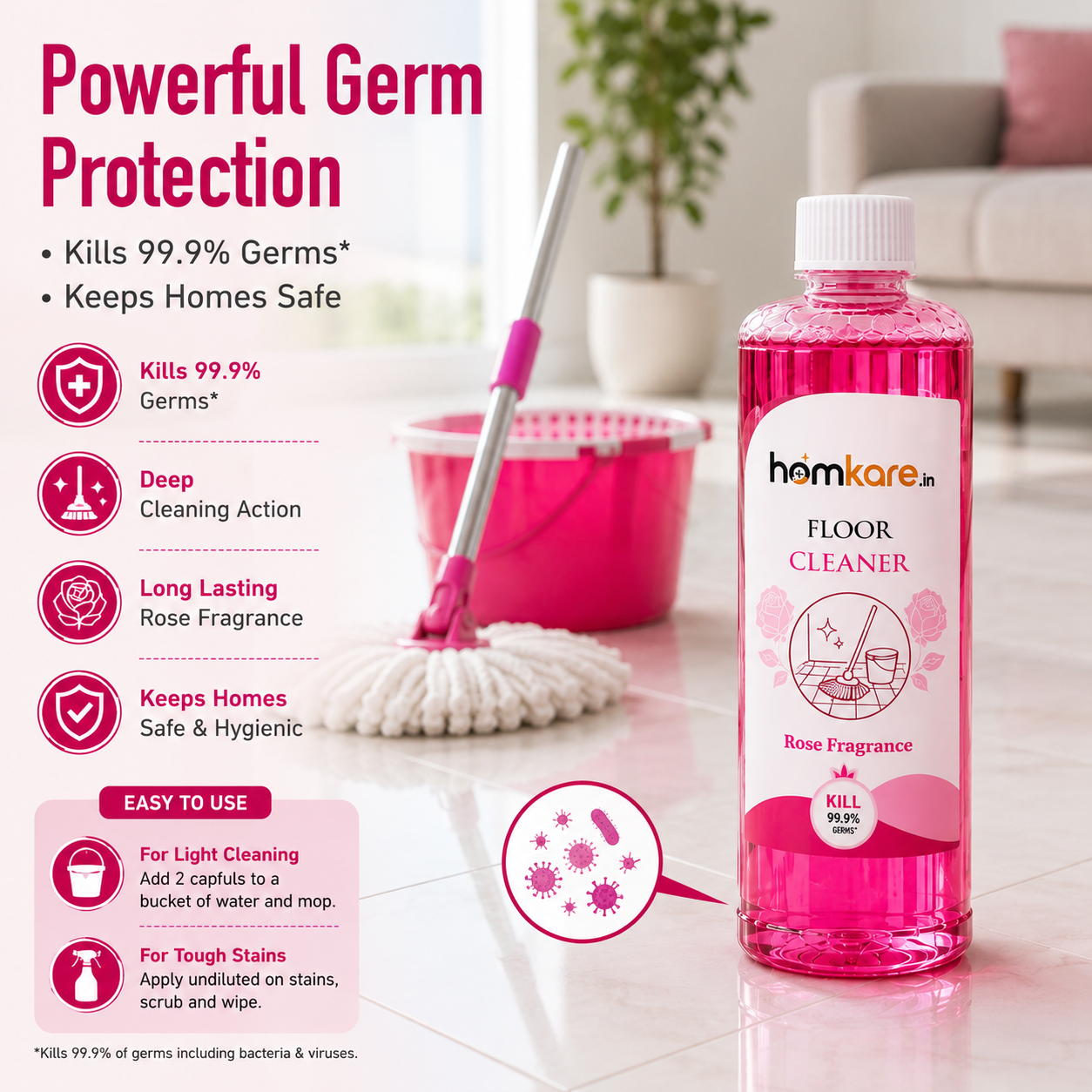 Floor Cleaner With Rose Fragrance - 500ML