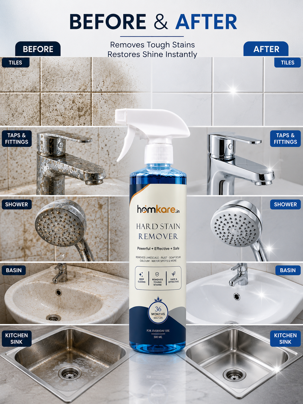 Hard Water and Oil Stain Remover || 500ML
